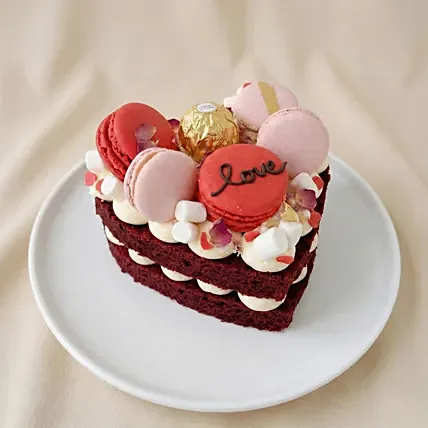 Valentine's Day Red Velvet Macarons Cake: Kiss Day Gifts