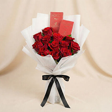 12 Roses and Chocolates Bouquet: Valentine's Gifts for Husband
