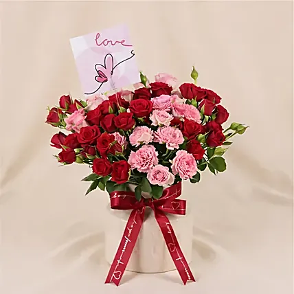 Spray Roses in Premium Ceramic Vase Romantic Gift: Valentine's Flowers