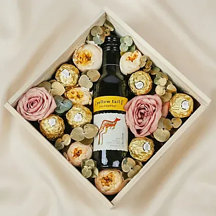 Mini Chardonnay with Flowers and Rocher: Halloween Gifts
