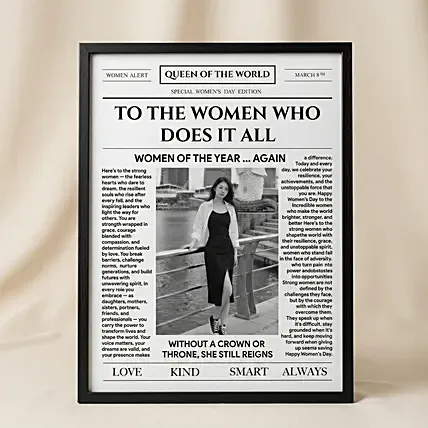 Queen of the World Women&rsquo;s Day Frame: Women's Day Gifts
