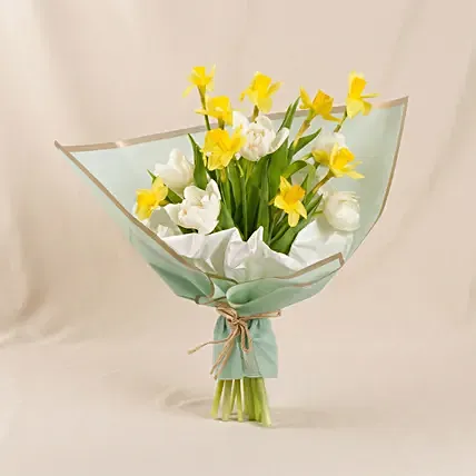 Daffodils and Tulips Birthday Flower Bouquet: Flowers