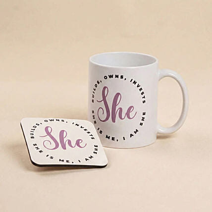 She Means Business Mug Set: Womens Day Personalised Gifts