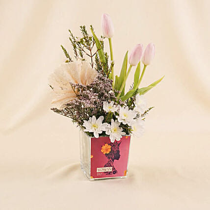 Women&rsquo;s Day Pastel Bloom Arrangement: women's day flowers