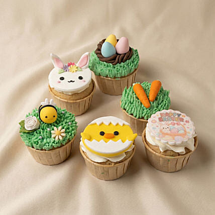 Easter Garden Vanilla Cupcakes Box of 6: Easter Cakes