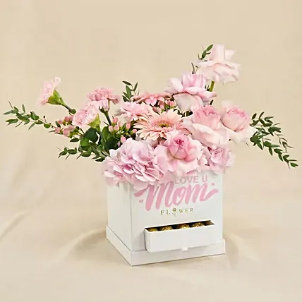 Love You Mom Pink Flowers & Chocolates: Mother's Day Gifts 