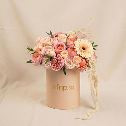 Peach Flowers Beauty Box Arrangement: Birthday Gifts