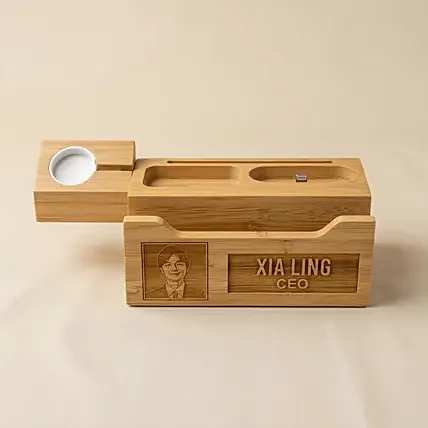 Personalised Bamboo Multi Device Charging Station: Personalised Accessories