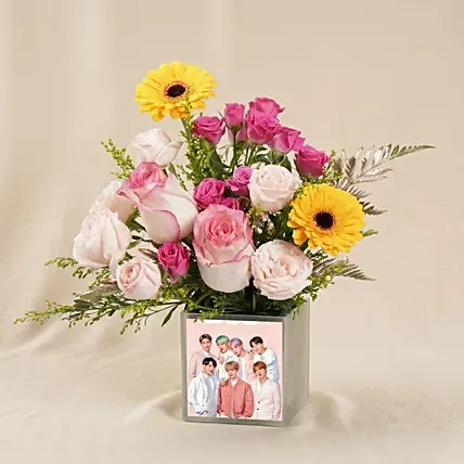 BTS Pop Fan Celebration Floral Vase: Flowers