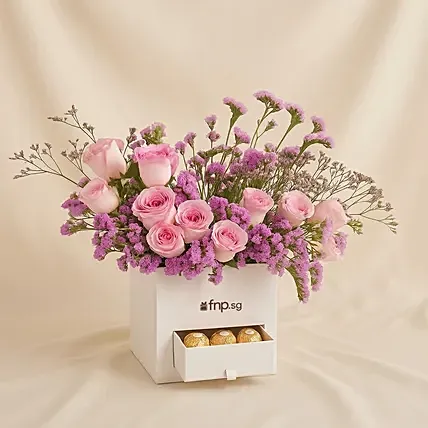 Flowers Paradise & Rochers Box: Ferrero Rocher Chocolates