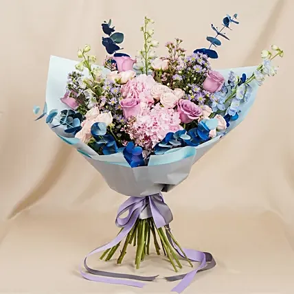 Indigo Floral Ripples Bouquet: Graduation Flowers