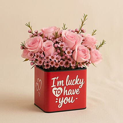 Lucky To Have You Roses Vase: 520 Gifts