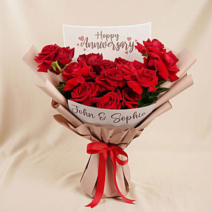 Personalised Rose Anniversary Bouquet: Anniversary Gifts