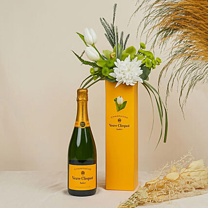 Luxury Flower Arrangement with Veuve Clicquot Champagne: Chinese New Year Flowers