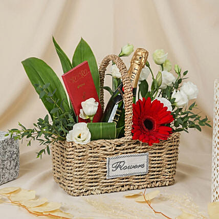 Moet Flowers and Chocolate Basket: Wine Hampers Singapore