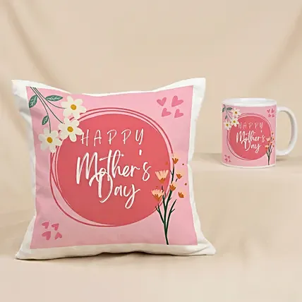 Happy Mothers Day Printed Cushion & Mug Combo: Personalised Mothers Day Gifts