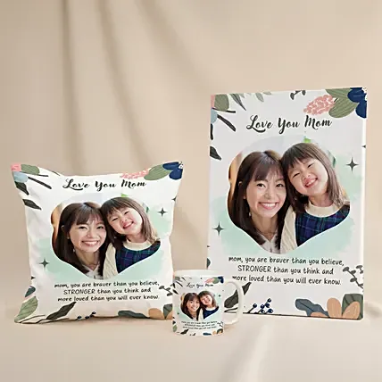 Love You Mom Personalised Canvas Frame Cushion & Mug: Cushions 