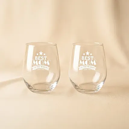 Best Mom Engraved Glasses Set of 2: Personalised Mothers Day Gifts