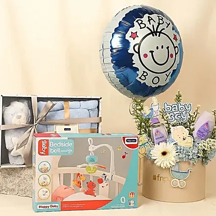 Its a Baby Boy Flowers Arrangement giftset with Balloon: For New Born