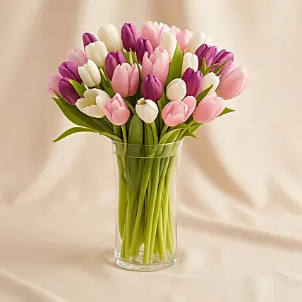 Painted Skies Tulip Bouquet: Flower Arrangements in Vase