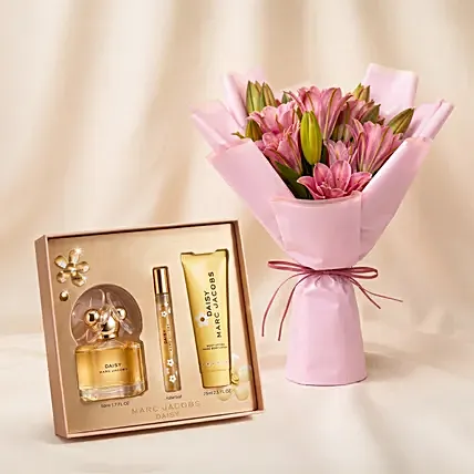 6 Passionate Oriental Pink Lilies with Perfume set: Perfumes