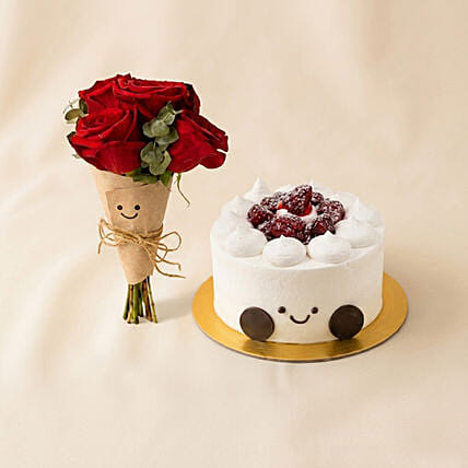 Smiley Mini Jelly Cat Red Rose Bouquet: 