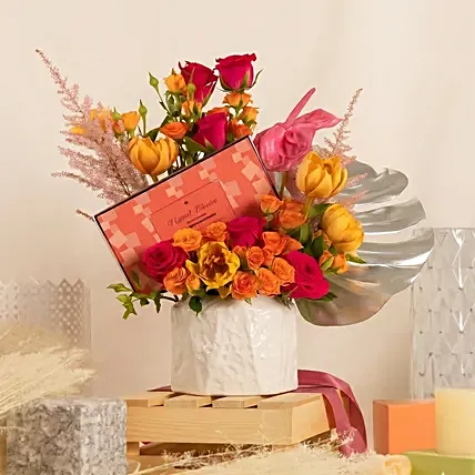 Flowers and Royce Chocolate Box Combo: Tulips Flowers & Bouquets