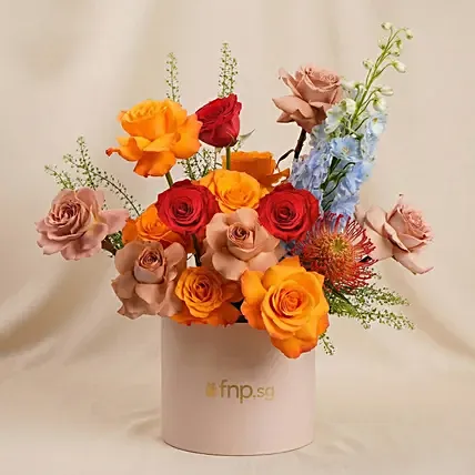 Sunset Flowers Arrangement Box: Flowers in a Box