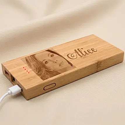 Engraved Text N Photo Bamboo Powerbank: Electronics Gifts