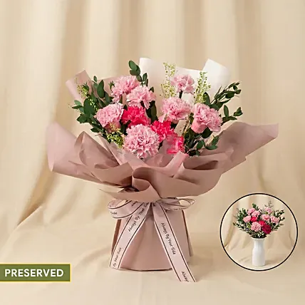 Love You Mom Carnation Bouquet: Dried Flower Bouquets Singapore
