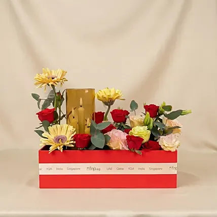Luminous Garden Floral & LED Candle Box: Mother's Day Flowers