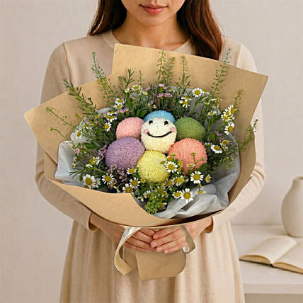 Pastel Smile Bloom Buddies Bouquet: Hand Bouquets Singapore