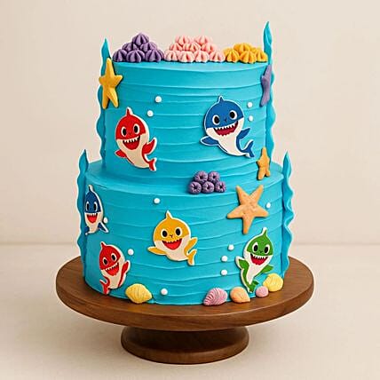Adorable Baby Shark Theme Cake: Tier Cakes