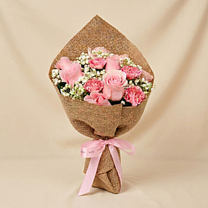 Pink Blush Roses and Carnations: 