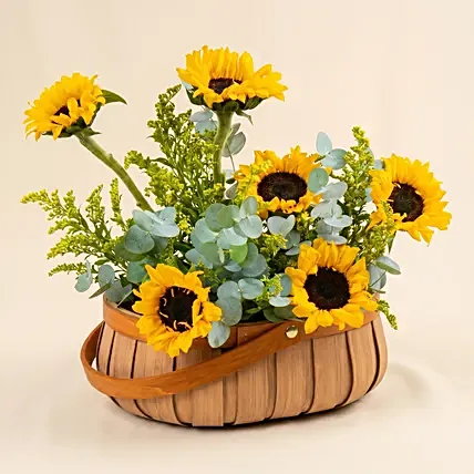 Sunflowers Shine Basket: Graduation Flowers