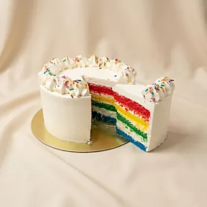 Eggless Rainbow Sponge Vanilla Cake 750 gram: Vanilla Cakes