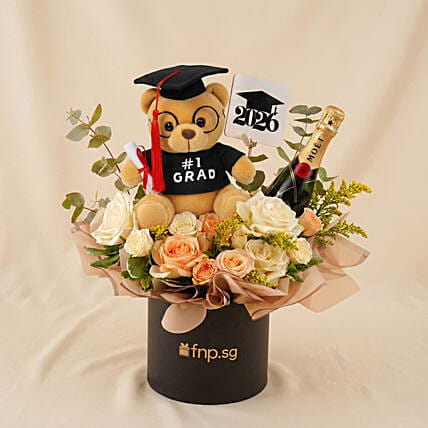 Cheers to 2026 Graduate - Moet, Graduation Bear & Flowers: Stuffed Toys 