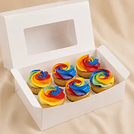 Delightful Colors Cupcakes 6 pcs: Vanilla Cakes