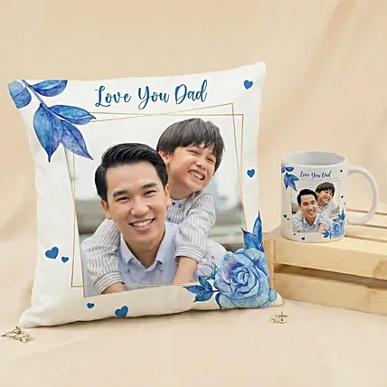 Love You Dad - Personalised Photo Cushion & Mug Gift Set: Personalised Gifts Singapore