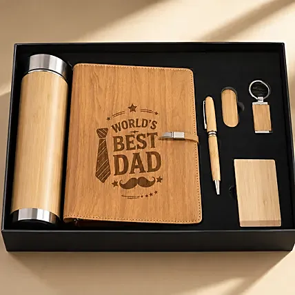 World's Best Dad Bamboo Office Giftset: Personalised Gifts Singapore