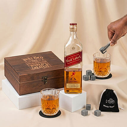 Whiskey Glass Set & Johnnie Walker Red Label for Dad: Father's Day Personalised Gifts