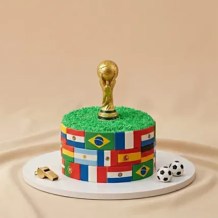World Cup Trophy & Flags Chocolate Cake: Cake Delivery Singapore