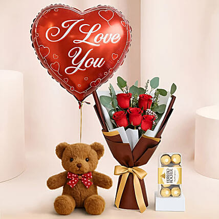 Adorable Love Gift Combo Arrangement: Fresh Flowers 