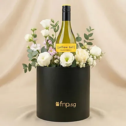 Elegant Wine & Floral Gift Arrangement: Father's Day Flowers