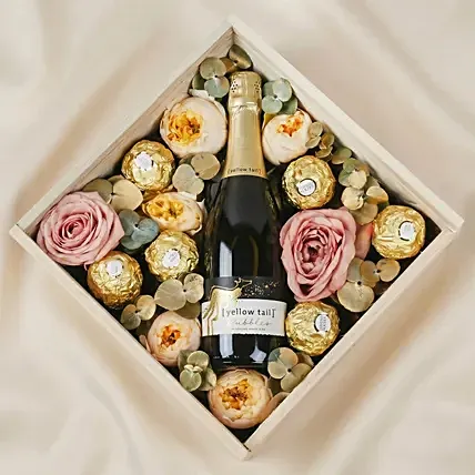 Mini Yellow Tail with Flowers and Rocher: Personalised Teachers Day Gifts