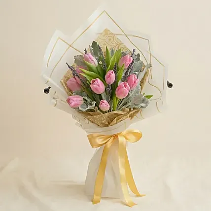 Pinkish Tulips Bouquet: Apology Flowers
