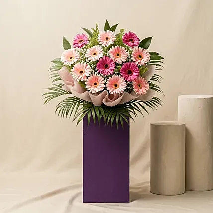 Light N Dark Pink Gerberas Flower Stand: Grand Opening Flower Stand