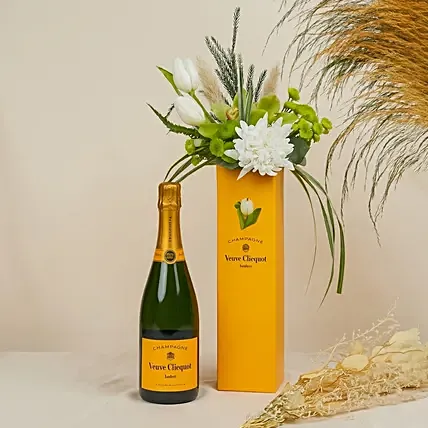 Luxury Flower Arrangement with Veuve Clicquot Champagne: Chinese New Year Flowers