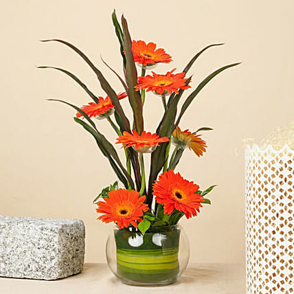 Orange Gerbera Arrangement: Easter Flowers