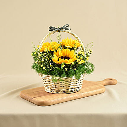 Bright Sunflowers Basket: Yellow Flowers